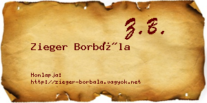 Zieger Borbála névjegykártya